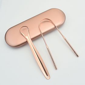 Stainless Steel Tongue Scraper Oral Care Tools (Option: Rose Gold Iron Box 2 Piece Set)