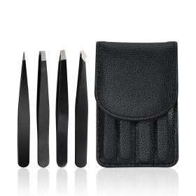 Three Piece Set Of Stainless Steel Eyebrow Plucking Forceps For Eyebrow Trimming Tools (Option: 1.2Black 4pcs)